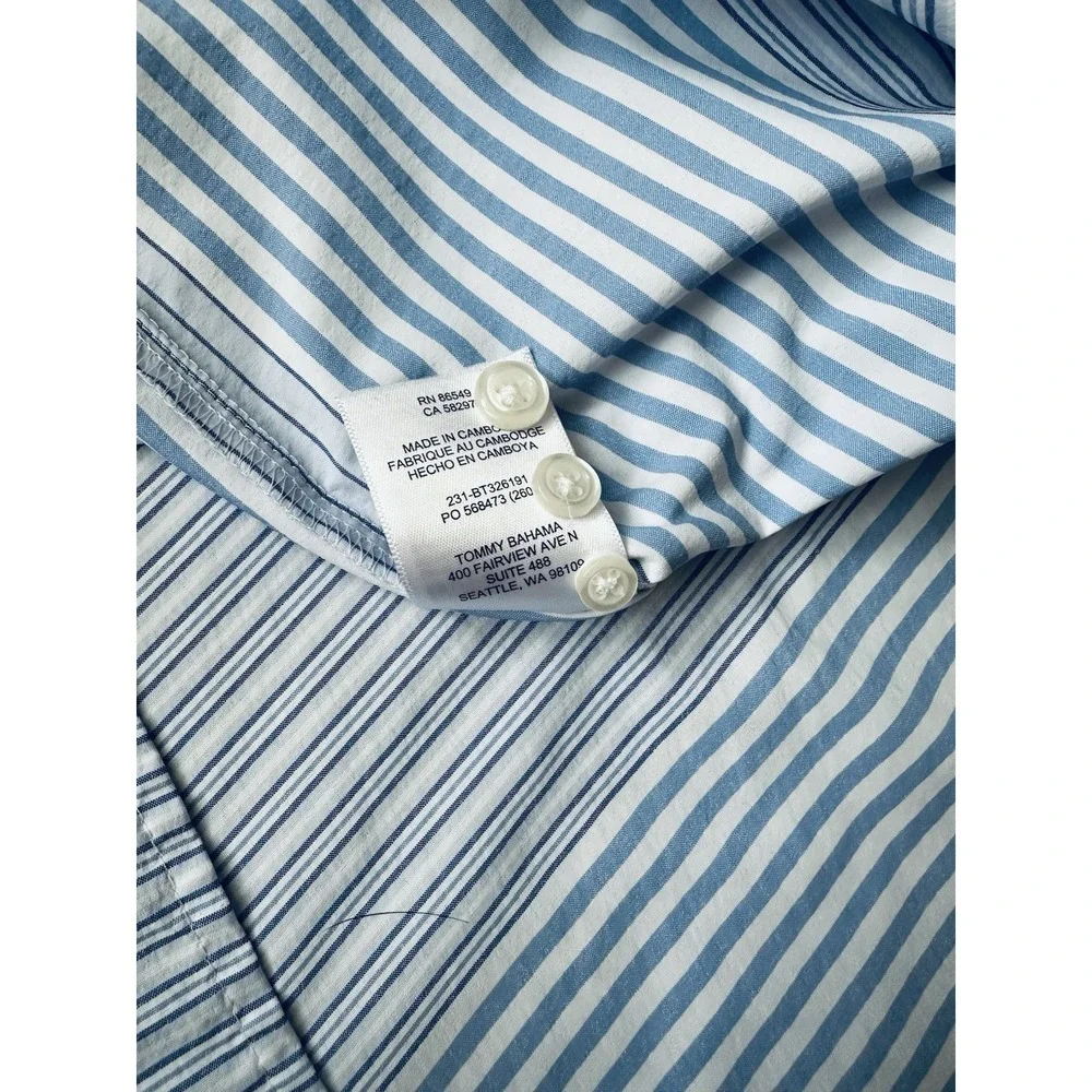 Tommy Bahama Shirt Mens Large Blue‎ Siesta Key Performance Marlin Stretch